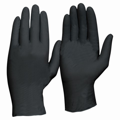 GLOVE DISPOSABLE NITRILE POWDER-FREE - BLACK - BOX OF 100 - MED